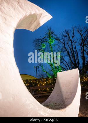 Abendansicht Des Zagreber Weihnachtsmarktes In Der Oberstadt Stockfoto