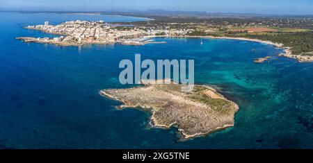 Na Guardis Insel, Fenicial Siedlung, 4. Jahrhundert vor Christus, Ses Salines, Mallorca, Balearen, Spanien Stockfoto