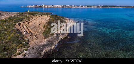 Na Guardis Insel, Fenicial Siedlung, 4. Jahrhundert vor Christus, Ses Salines, Mallorca, Balearen, Spanien Stockfoto