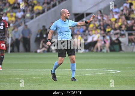 Columbus, Ohio, USA. Juli 2024. Schiedsrichter Ted Unkel während des Spiels der Columbus Crew und des Toronto FC in Columbus, Ohio. Brent Clark/Cal Sport Media/Alamy Live News Stockfoto