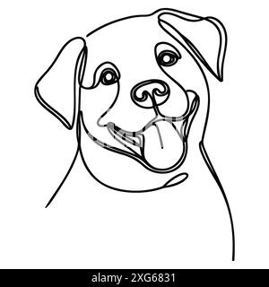 Durchgehende einzeilige Zeichnung eines Hundes. Hund eine Linie zeichnen minimalistischer Stil. Stock Vektor