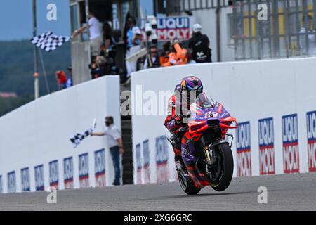 Hohenstein Ernstthal, Deutschland. Juli 2024. Sprint-Rennen des MotoGP Liqui Moly Motorrad Grand Prix Deutschland auf dem Sachsenring Circuit. Juli 2024 im Bild: Jorge Martin Carrera al Sprint del Gran Premio Liqui Moly Motorrad de MotoGP de Alemania en el Circuito de Sachsenring, 06 de Julio de 2024 POOL/MotoGP.com/Cordon Pressebilder sind nur für redaktionelle Zwecke bestimmt. Obligatorischer Vermerk: © MotoGP.com Credit: CORDON PRESS/Alamy Live News Stockfoto