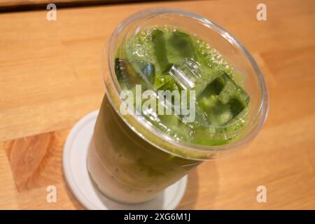 Iced Green Tea Latte Drink, Stockfoto Stockfoto