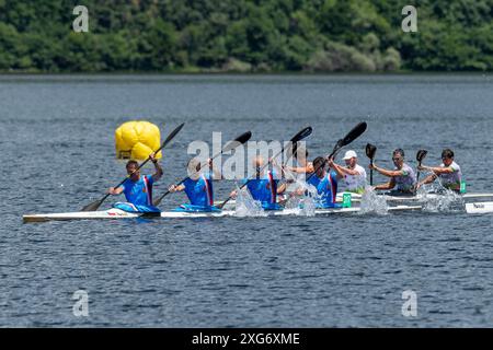 Zamora, Zamora, Spanien. Juli 2024. Lago de Sanabria (06.07.2024) - TSCHECHISCHE HERRENMANNSCHAFT. JEZEK TOMAS. ZAVREL JAKUB. SOBISEK MARTIN. JAHODA FILIP. (Kreditbild: © Oscar Manuel Sanchez/ZUMA Press Wire) NUR REDAKTIONELLE VERWENDUNG! Nicht für kommerzielle ZWECKE! Stockfoto