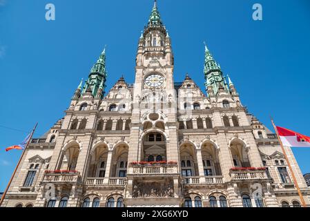 Das Rathaus von Liberec im Neorenaissance-Stil befindet sich im historischen Stadtzentrum von Liberec, Tschechische Republik Stockfoto