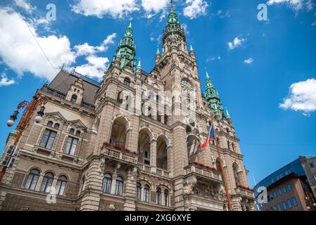 Das Rathaus von Liberec im Neorenaissance-Stil befindet sich im historischen Stadtzentrum von Liberec, Tschechische Republik Stockfoto