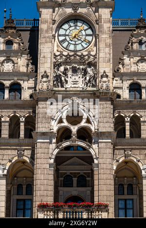 Das Rathaus von Liberec im Neorenaissance-Stil befindet sich im historischen Stadtzentrum von Liberec, Tschechische Republik Stockfoto