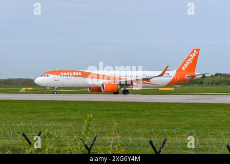 EasyJet Airbus A321 am Flughafen Manchester Stockfoto