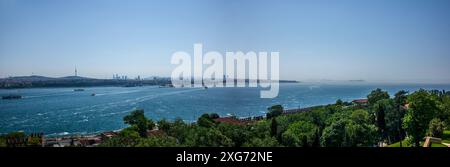 Der Panoramablick auf den Bosporus und die asiatische Seite von Istanbul Stockfoto