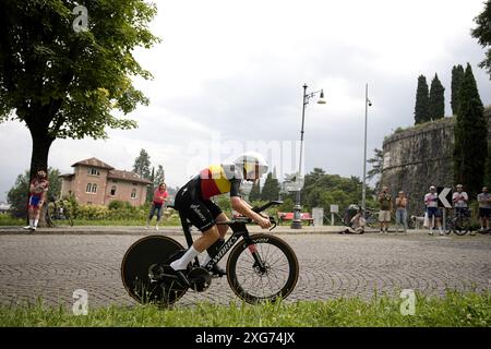 Brescia, Italien. Juli 2024. Kopecky Lotte (Team SD Worx) während der 1. Etappe der Giro d'Italia Women, Tudor ITT von Brescia nach Brescia, Italien - Sonntag, 07. Juli 2024. Sport - Radfahren. (Foto: Marco Alpozzi/LaPresse) Credit: LaPresse/Alamy Live News Stockfoto