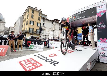 Brescia, Italien. Juli 2024. Kopecky Lotte (Team SD Worx) während der 1. Etappe der Giro d'Italia Women, Tudor ITT von Brescia nach Brescia, Italien - Sonntag, 07. Juli 2024. Sport - Radfahren. (Foto: Alessandro Garofalo/LaPresse) Credit: LaPresse/Alamy Live News Stockfoto