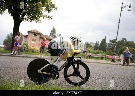 Brescia, Italien. Juli 2024. Brown Grace (FDJ-Suez Team) während der 1. Etappe der Giro d'Italia Women, Tudor ITT von Brescia nach Brescia, Italien - Sonntag, 07. Juli 2024. Sport - Radfahren. (Foto: Marco Alpozzi/LaPresse) Credit: LaPresse/Alamy Live News Stockfoto