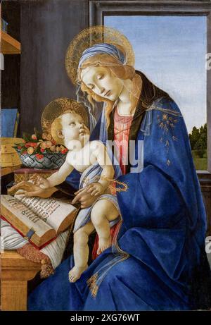 Sandro Botticelli, die Jungfrau und das Kind - die Madonna des Buches, 1479, Tempera auf der Tafel, Museo Poldi Pezzoli, Mailand, Italien Stockfoto