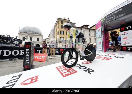 Brescia, Italien. Juli 2024. Brown Grace (FDJ-Suez Team) während der 1. Etappe der Giro d'Italia Women, Tudor ITT von Brescia nach Brescia, Italien - Sonntag, 07. Juli 2024. Sport - Radfahren. (Foto: Alessandro Garofalo/LaPresse) Credit: LaPresse/Alamy Live News Stockfoto