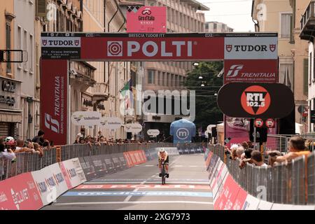 Brescia, Italien. Juli 2024. Brown Grace (FDJ-Suez Team) während der 1. Etappe der Giro d'Italia Women, Tudor ITT von Brescia nach Brescia, Italien - Sonntag, 07. Juli 2024. Sport - Radfahren. (Foto: Massimo Paolone/LaPresse) Credit: LaPresse/Alamy Live News Stockfoto