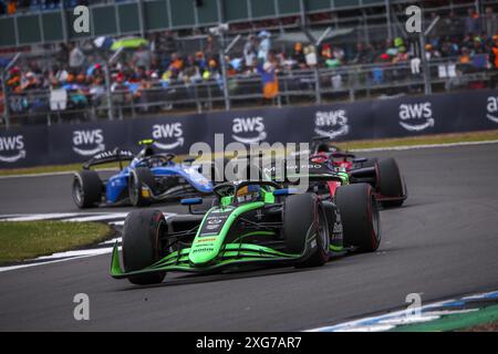 05 MALONY Zane (bar), Rodin Motorsport, Dallara F2 2024, Action während der 8. Runde der FIA Formel 2 Championship 2024 vom 5. Bis 7. Juli 2024 auf dem Silverstone Circuit in Silverstone, Großbritannien Stockfoto