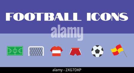 Fußballsymbole gesetzt. Fußball Fußball Symbole Vektor. Symbole für Fußballsport setzen Illustrationen Stock Vektor