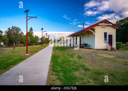 Toogoolawah, Queensland, Australien - Historisches Bahnhofsgebäude am Brisbane Valley Rail Trail Stockfoto