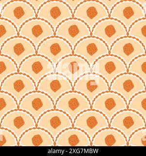 Geometrisches, farbenfrohes, nahtloses Muster in Schmuckform. Ausschnitte abstrakter Hintergrund für die Wiederholung der Muschel. Endlose Retro-Abdeckung. Handgezeichnete Vektorgrafik. Stock Vektor