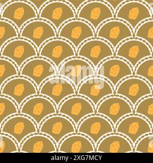 Geometrisches, farbenfrohes, nahtloses Muster in Schmuckform. Ausschnitte abstrakter Hintergrund für die Wiederholung der Muschel. Endlose Retro-Abdeckung. Handgezeichnete Vektorgrafik. Stock Vektor