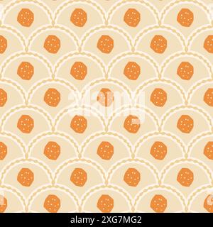 Farbenfrohes, nahtloses Muster in Edelsteinform. Ausschnitte abstrakter Hintergrund für die Wiederholung der Muschel. Handgezeichnete Vektorgrafik. Stock Vektor