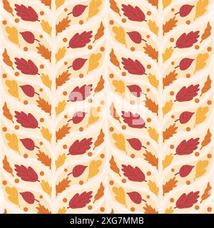 Herbst verschiedene Blätter nahtlos Muster. Hintergrund der Wiederholung des Herbstwaldes. Handgezeichnete Vektorgrafik. Stock Vektor