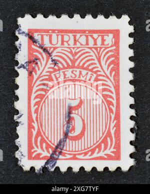 Gestempelte Briefmarke, gedruckt von der Türkei, die offizielle Briefmarke, ca. 1959 zeigt. Stockfoto