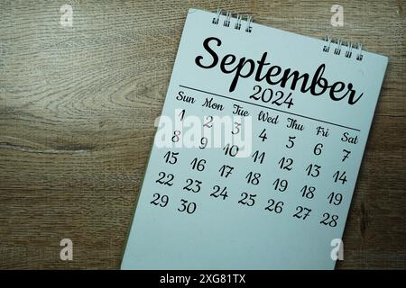 Jährlicher monatlicher Terminkalender für Planung und Verwaltung im September 2024 Stockfoto