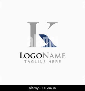 Logo Design Grafikkonzept kreativer Premium Vektor-Vorrat Initial K oder LK oder KL Serif Schriftart Verbindung Abschneiden in Bezug auf Monogramm Typografie Branding Stock Vektor