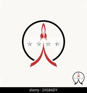 Logo Design Grafikkonzept kreative abstrakte Premium Vektor-Vorrat schnelle Astronautenrakete einfaches Rauchkreisemblem. Bezogen auf den Technologieraum Stock Vektor