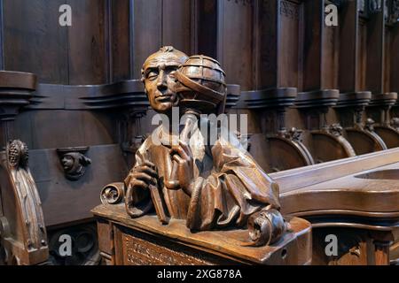 Ptolemäus um 1470 von dem Bildhauer Jörg Syrlin dem Älteren. Ulmer Münster. Deutschland. Stockfoto