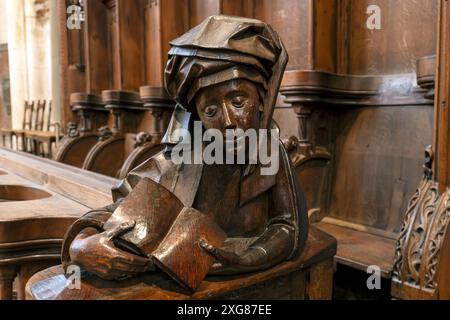 Ptolemäus um 1470 von dem Bildhauer Jörg Syrlin dem Älteren. Ulmer Münster. Deutschland. Stockfoto