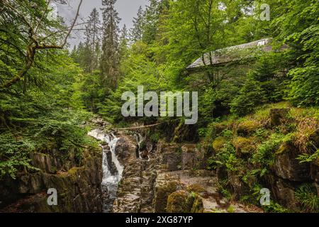 Die Black Linn Falls und Ossian’s Hall, die Eremitage, Dunkeld, Perth und Kinross, Schottland Stockfoto