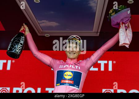 Longo Borghini Elisa (Ita) Lidl-Trek während der ersten Etappe der Giro d’Italia Women in Brescia, Italien am 7. Juli 2024 während des Giro d’Italia Women - Stage 1 Brescia/Brescia, Straßenradrennen in Brescia, Italien, 07. Juli 2024 Stockfoto