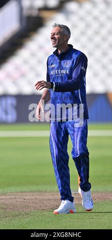 Edgbaston, Birmingham, Großbritannien. Juli 2024. World Championship of Legends T20 Cricket League, England Champions gegen Pakistan Champions; Sajid Mahmood of England Credit: Action Plus Sports/Alamy Live News Stockfoto