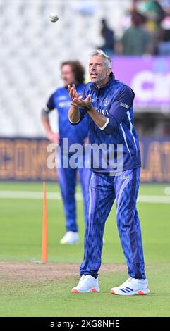 Edgbaston, Birmingham, Großbritannien. Juli 2024. World Championship of Legends T20 Cricket League, England Champions gegen Pakistan Champions; Sajid Mahmood of England Credit: Action Plus Sports/Alamy Live News Stockfoto