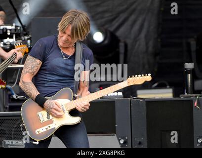 Chicago, Usa. Juli 2024. Der Country Music Artist Keith Urban tritt am Wochenende des Chicago Street Race vor dem Grant Park 165 NASCAR Cup Series Race in Chicago, IL am Sonntag, 7. Juli 2024 auf. Foto: Mark Black/UPI Credit: UPI/Alamy Live News Stockfoto