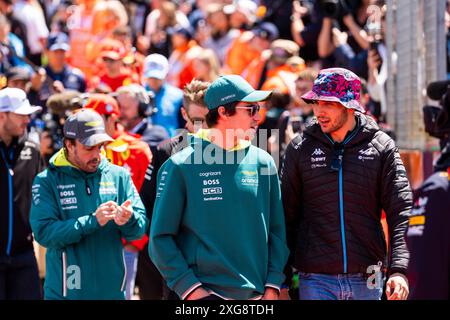 Silverstone, Großbritannien. Juli 2024. Lance Walk (CAN) - Aston Martin Aramco F1 Team - Aston Martin AMR24 - Mercedes an Esteban Ocon (FRA) - Alpine F1 Team - Alpine A524 - Renault während des Renntages, am 4. Tag, sonntag, 7. juli 2024 des Formel 1 qatar Airways british Grand prix 2024, geplant für die silverstone Strecke vom 5. bis 7. juli 2024 Credit: Alessio de Marco/Alamy Live News Stockfoto