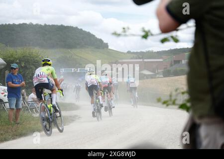 Troyes, Frankreich. Juli 2024. TROYES, FRANKREICH - JULI 07 : während der 9. Etappe der 111. Auflage des Tour de France 2024 Radrennens, eine Etappe von 199 km mit Start und Ziel in Troyes am 07. Juli 2024 in Troyes, Frankreich, 07/2024 ( Foto: Jan de Meuleneir / Foto News Credit: Peter Goding/Alamy Live News Stockfoto