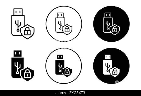 Sammlung von verschlüsseltem Pendrive-Symbol-Vektor-Logo für Web-App-ui Stock Vektor