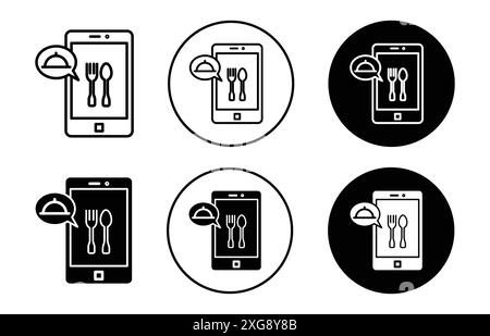 Mobiles Symbol für die Bestellung von Lebensmitteln Vektor-Logo-Set-Sammlung für die Web-App-benutzeroberfläche Stock Vektor