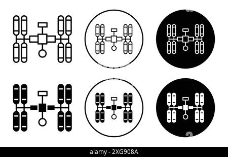 Sammlung des Symbols der Raumstation Vektor-Logosets für die Web-App-benutzeroberfläche Stock Vektor