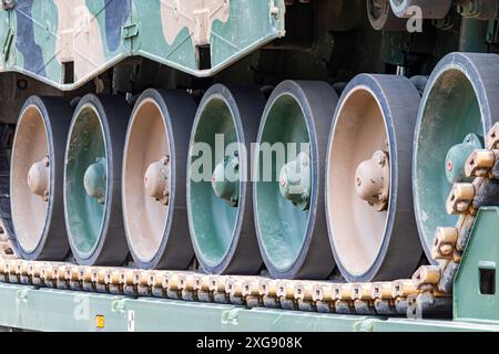 7. Juli 2024 Krasnik Polen. Präsentation von Militärfahrzeugen. Stockfoto