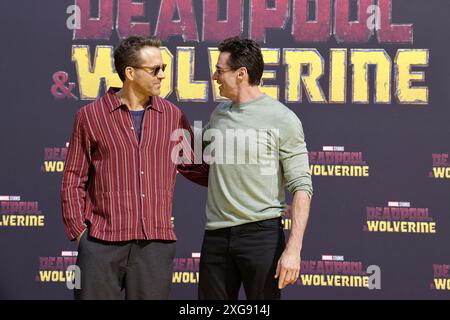 Ryan Reynolds und Hugh Jackman bei der „Deadpool & Wolverine“ Filmpremiere am 7.07.2024 in Berlin Stockfoto