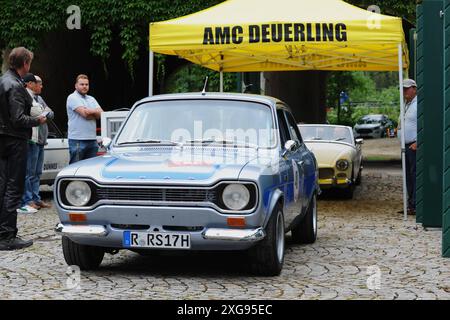 20. Regensburger Classic Rallye, Oldtimer-Rennen bzw Ausfahrt mit Start und Ziel in Regensburg, Via Laaber, Beratzhausen, Lupburg, Steinmühle bei Parsberg, Hexenagger, Kapflberg, Sinzing, Stadtamhof. Foto: Startnummer 40, Ford Escort RS 2000 MKI, Baujahr 1974 mit 170 PS *** 20 Regensburger Classic Rallye, Oldtimer-Rennen/Ausflug mit Start und Ziel in Regensburg, Via Laaber, Beratzhausen, Lupburg, Steinmühle bei Parsberg, Hexenagger, Kapflberg, Sinzing, Stadtamhof Foto Startnummer 40, Ford Escort RS 2000 MKI, Baujahr 1974 mit 170 ps Stockfoto