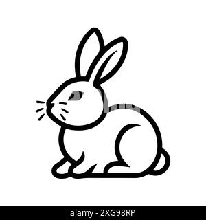 Kaninchen-Symbol oder modernes Liniensymbol. Vektorgrafik und Ikonendesign mit auffälligen Konturen. Schwarz-weiß Pixel Perfect minimalistisches Symbol isoliert weiß Stock Vektor