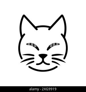 Cat-Symbol oder modernes Liniensymbol. Vektorgrafik und Ikonendesign mit auffälligen Konturen. Schwarz-weiß Pixel Perfect minimalistisches Symbol isoliertes weißes Ba Stock Vektor