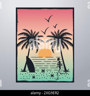 Sommerzeit Am Strand Poster Kunstwerk Stock Vektor