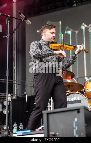 Mailand Italien. Juli 2024. Die schwedische Metalcore-Band IMMINENCE tritt live auf der Bühne des Ippodromo SNAI San Siro während des I-Days Milano Coca-Cola Festivals 2024 auf. Vermerk: Rodolfo Sassano/Alamy Live News Stockfoto