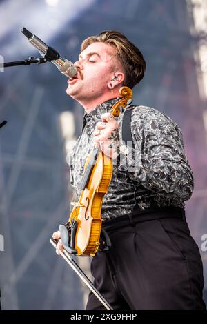 Mailand Italien. Juli 2024. Die schwedische Metalcore-Band IMMINENCE tritt live auf der Bühne des Ippodromo SNAI San Siro während des I-Days Milano Coca-Cola Festivals 2024 auf. Vermerk: Rodolfo Sassano/Alamy Live News Stockfoto